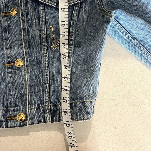 Jordache Gold 80's Vintage Light Wash Acid Jean Jacket Gold Buttons Cotton Small - Picture 9 of 10